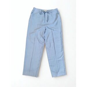 Kate Hill Casual 100% Silk Blue Soft Comfort Quiet Luxury Pants Women Size‎ L